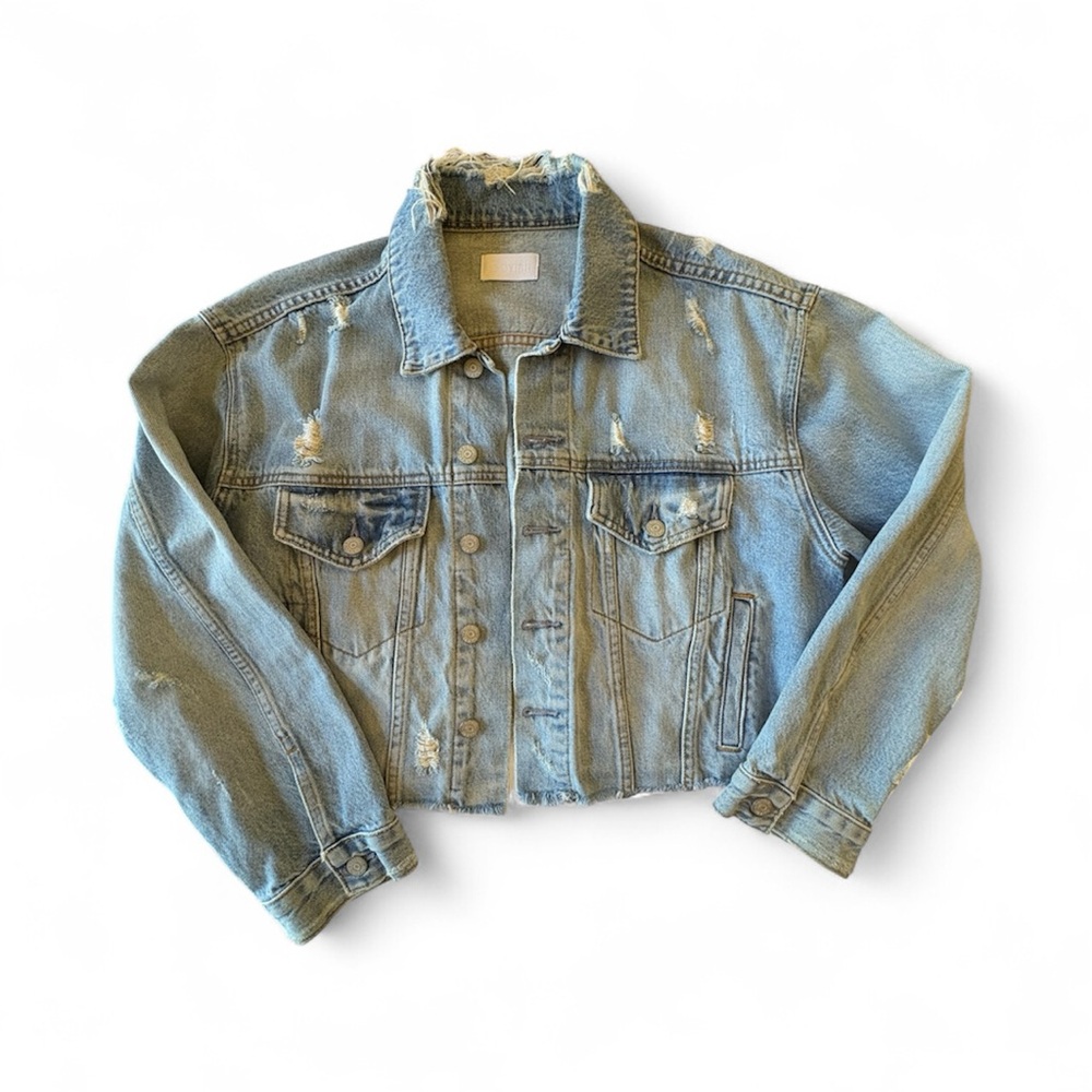 BOYISH The Harvey Distressed Cropped Denim Jacket New Small